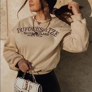 Drop Shoulder Slogan Embroidery Sweatshirt